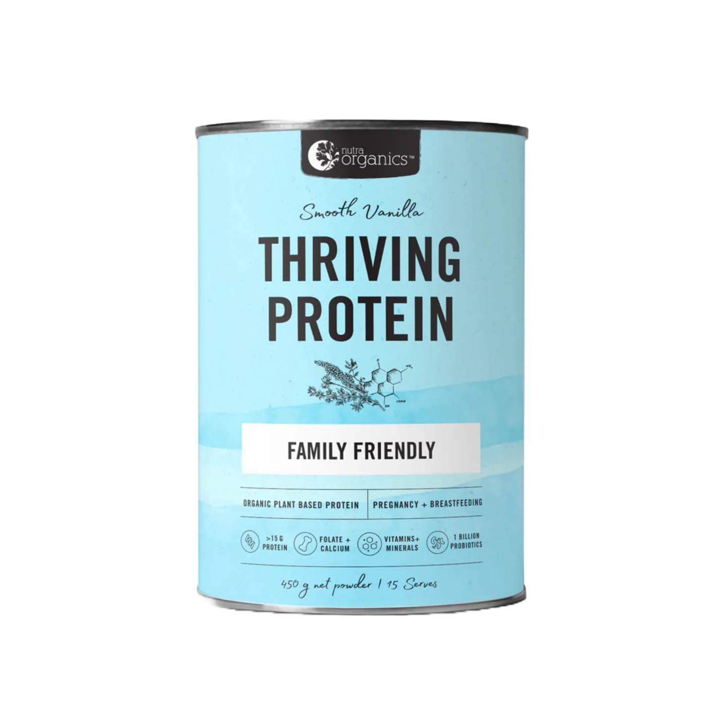 Nutra Organics Thriving Protein Smooth Vanilla 450g